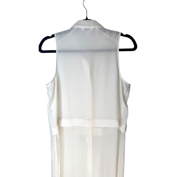 2/$30 Candies M White Sleeveless Button-Up Blouse With Sheer Detail - Picture 11 of 16